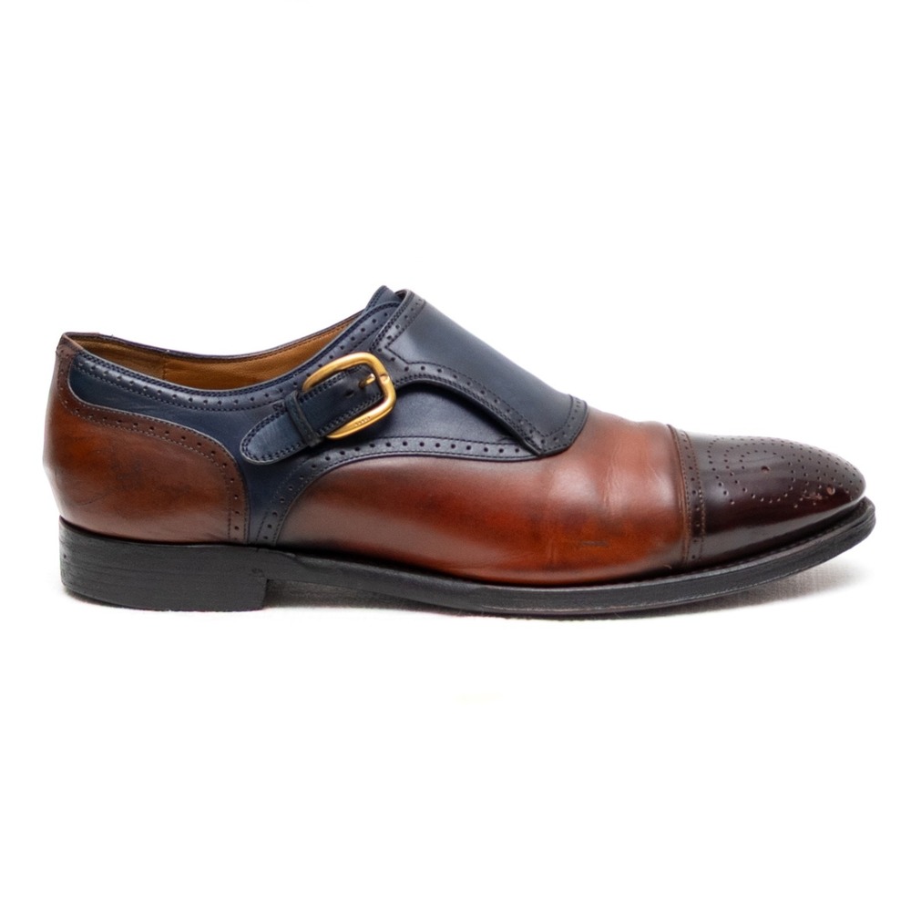 Gucci Men's 5 Tone Leather Monk Strap Brogue Cap Toe Dress Shoes UK 8.5 / US 9 - Picture 3 of 15